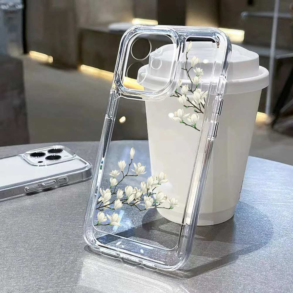kf-S94eb283ae5c74d9bb2f640fd5c62269bI Soft Clear Phone Case For iPhone 11 Case iPhone 13 14 12 15 Pro Max XS Max XR X 7 8 Plus SE Shockproof Aesthetic Flower Cover - Image 1
