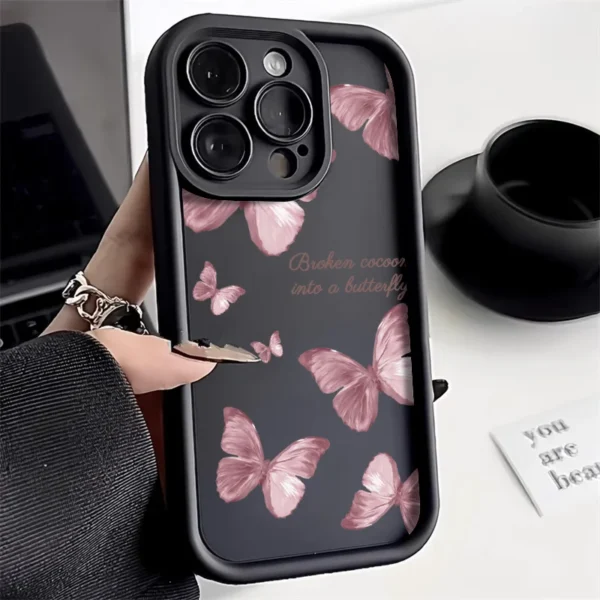 Black Butterfly Silicone Phone Case For iPhone 11 13 14 12 15 17 16 Pro Max XR XS X 7 8 Plus SE 2020 2022 Candy Color Soft Cover - Image 3