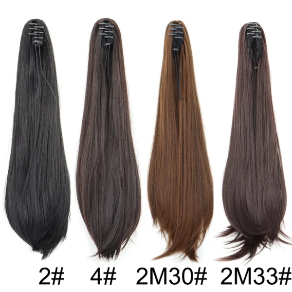 Synthetic 16Inch/20Inch Long Straight Grab Clip In Ponytail Hair Extensions Black Hairpiece for Women Hair Accessories - Image 2