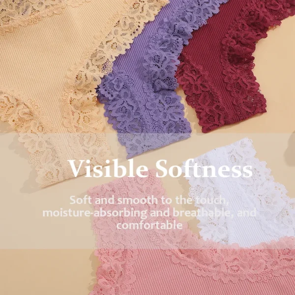 3Pcs/set Women Cotton Panties Floral Lace Intimate Underwear Trendy Patchwork Lace Briefs Female Soft Underpants Lingerie S-XL - Image 5