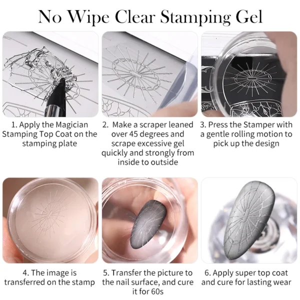 BORN PRETTY 5ml Magician Stamping Top Coat No Wipe Clear Stamping Gel For Apply Nail Powder Transparent DIY Manicure Print Tool - Image 5