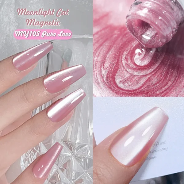 BORN PRETTY Nude Pink Moonlight Cat Magnetic Gel Super White Light Magnetic Nail Sparkling Varnis Semi Permanent 10ml Gel Polish - Image 5