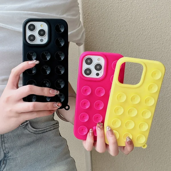 Suction Cup Soft Silicone Phone Case For iPhone 16 Pro Max 17 13 14 11 12 15 Pro Max Plus Anti-Slip Shockproof Candy Color Cover - Image 3