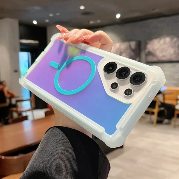 kf-S97c398bf25874903b77de6f0de293461x Luxury Shockproof Magnetic Changing Color Case for Samsung Galaxy S25Ultra S24 Plus Double Layer Armor Magsafe Protective Cover - Image 1