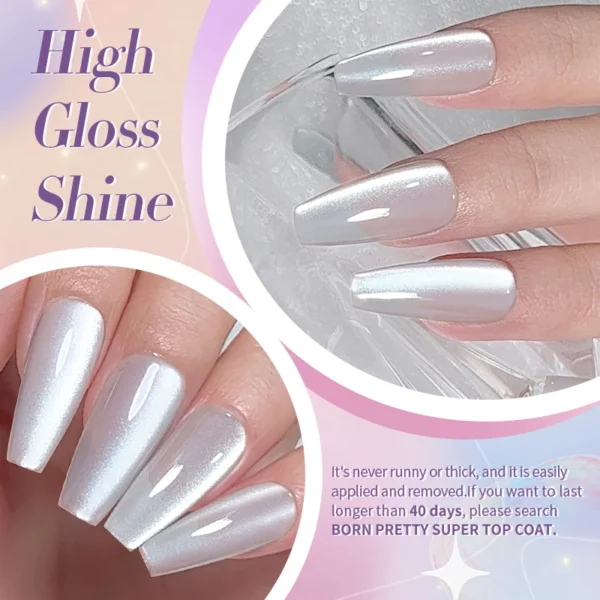 BORN PRETTY Cat Magnetic Moonlight Gel Nail Polish Set 10ml Sparkle White Silver Water-light Soak Off UV Gel Nail Art Manicure - Image 6