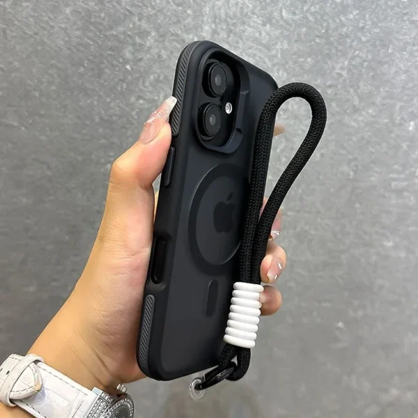 Luxury With Lanyard Magsafe Matte Phone Case For iPhone 11 12 13 14 15 16 17 Pro Max Plus Air Magnetic Bumper Back Cases Cover - Image 4