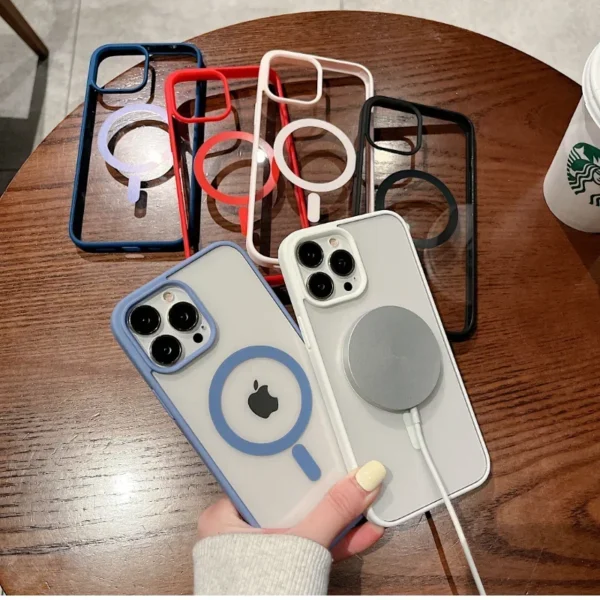 For Magsafe Magnetic Wireless Charging Case For iPhone 17 16 15 14 13 12 11 Pro Max Plus 12 13 Mini 16e Hard Acrylic Clear Cover - Image 2