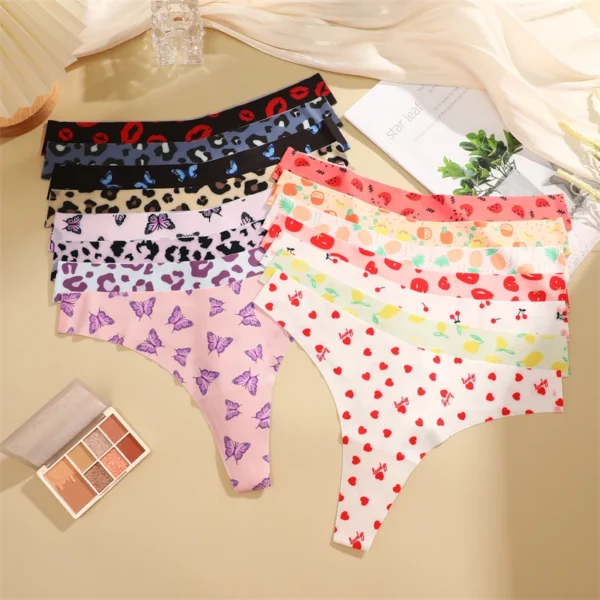 3PCS Ultra-thin Underwear For Women Sexy Graphic Print Seamless Thongs Female Stretch Leopard Intimate Comfort Lingerie S-XL - Image 2