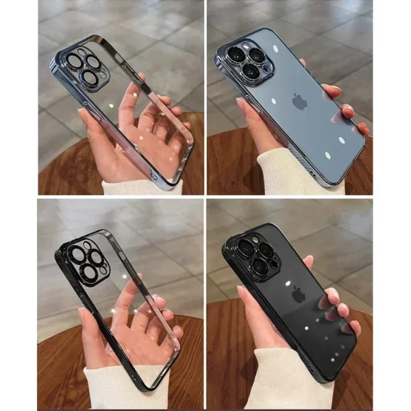 Luxury Plating Clear Phone Case For iPhone 17 Air 16 15 14 13 11 12 Pro Max Plus 12 13 Mini Full Lens Protector Silicone Cover - Image 5