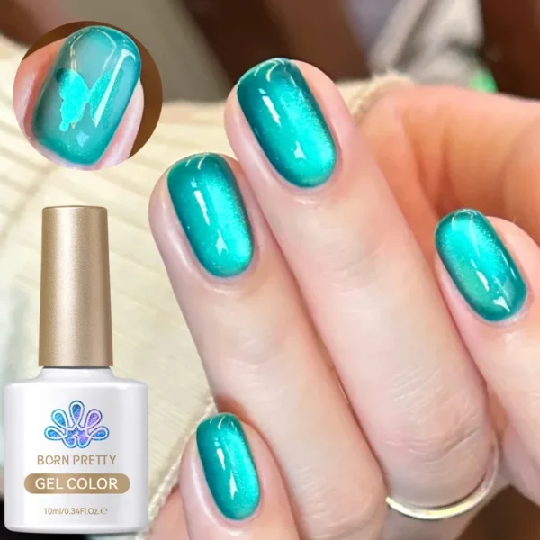 BORN PRETTY 10ml/15ml Guava Green Cat Magnetic Gel Shine Glitter Semi Permanent Soak Off UV Varnish Nail Supplies - Image 6