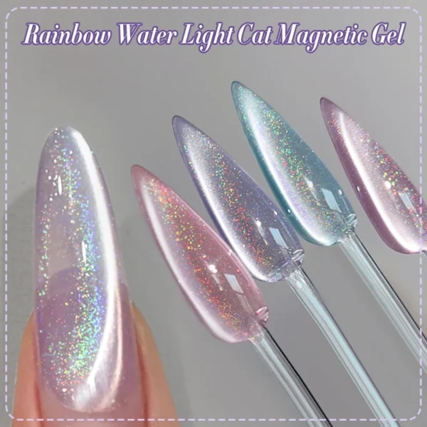 BORN PRETTY 10ml Rainbow Purple Water Light Cat Magnetic Gel Nail Polish Shining Sliver-light Holographics Semi Permanent UV Gel - Image 2