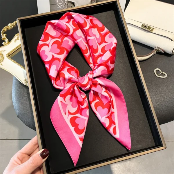 Luxury Silk Feeling Square Scarf Women 2024 Print Satin Neckerchief Spring Hair Band Foulard Bandana Echarpe Tie Shawl Wraps - Image 2