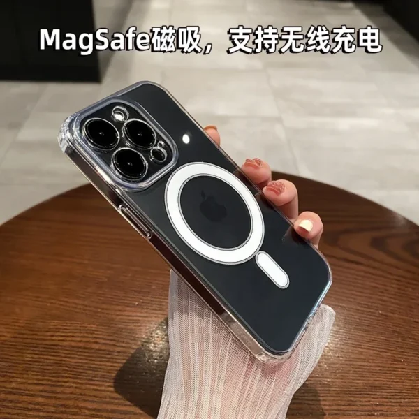 Luxury Magsafe Wireless Charge Transparen Case For iPhone 11 12 13 14 15 16 Pro Max Plus Mini Magnetic Shockproof Bumper Cover - Image 4