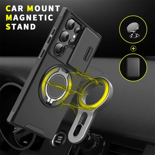 Slide Camera Protection Magnetic Stand Phone Case for Samsung S24 S23 Plus S21 S22 Ultra S20 FE A54 A23 A15 A14 Defender Cover - Image 2