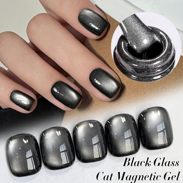 BORN PRETTY 10ml Black Glass Cat Magnetic Gel Nail Polish Punk Style Nail Art Manicure Varnis Semi Permanent Gel for Winter Nail - Image 3