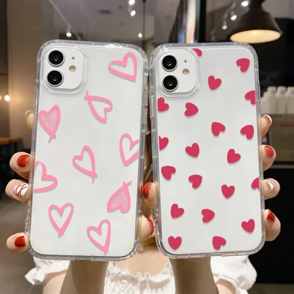 Clear Phone Case For iPhone 16 Pro Case iPhone 15 13 11 12 14 Pro Max 12 13 Mini XR X XS 7 8 Plus SE Shockproof Love Heart Cover - Image 3