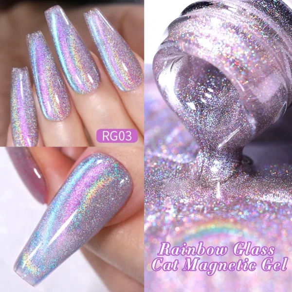 BORN PRETTY 9D Lasers Cat Magnetic Gel Nail Gel Rainbow Magnetic Gel Soak Off UV LED Nail Varnish UV Gel for Nail Art at Home - Image 3