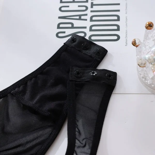 Ellolace Tight Fitting Lace Bodysuit Sexy See Through Erotic Body With Gloves Garter Night Club Outfit Sissy Crotchless Mesh Top - Image 6