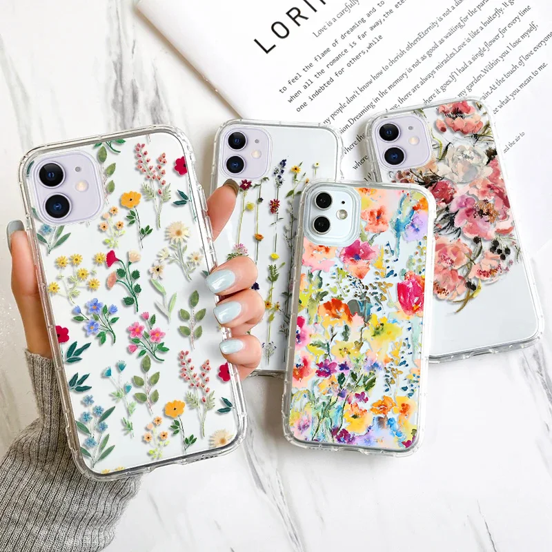 kf-S9dcaabe791f3483990180630d64303fdZ Flower Phone Case For iPhone 13 Case iPhone 16 11 12 17 14 15 Pro Max 12 13 Mini 7 8 Plus XR XS X SE Shockproof Clear Soft Cover - Image 1