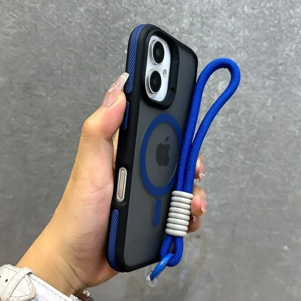 Luxury With Lanyard Magsafe Matte Phone Case For iPhone 11 12 13 14 15 16 17 Pro Max Plus Air Magnetic Bumper Back Cases Cover - Image 5