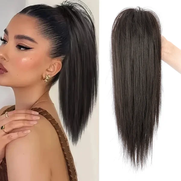 14Inch Synthetic Claw Clip Ponytail Hair Extension Waterfall Short Straight Ponytail Black Brown Heat Resistant Hair Accessories - Image 1