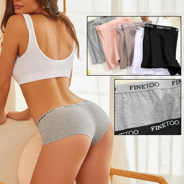 FINETOO 2PCS/Set Women Cotton Panties Female Boxer Boyshort Low Waist Letter Logo Sport Underwear Ladies Pants Intimate Lingerie - Image 3