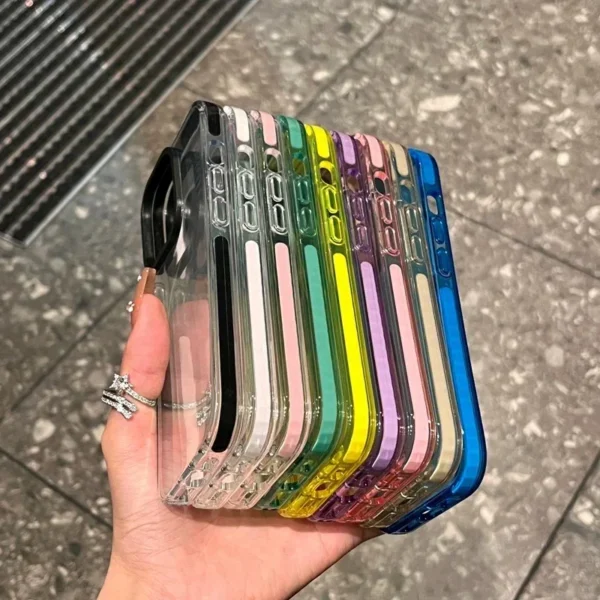 Luxury Transparent Airbag Phone Case For iPhone 17 16 15 14 13 12 11 Pro Max Plus 17 Air Contrasting Bumper Shockproof TPU Cover - Image 6