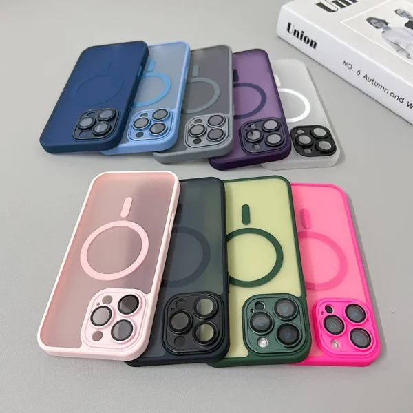 Magnetic Luxury Matte Translucent Armor Shockproof Case For iPhone 16 15 14 13 12 11 Pro Max For Magsafe Wireless Charge Cover - Image 6