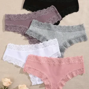 3Pcs/set Women Cotton Panties Floral Lace Intimate Underwear Trendy Patchwork Lace Briefs Female Soft Underpants Lingerie S-XL