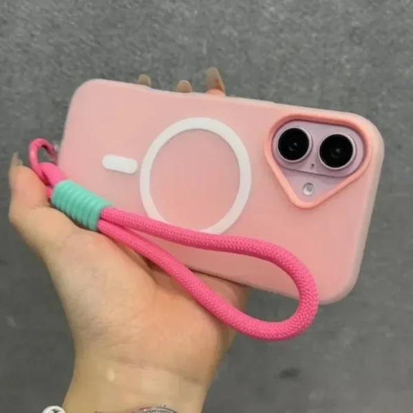 Luxury Soft With lanyard Silicone Magsafe Phone Case for iPhone 16 17 15 14 12 13 Pro Max Plus Wireless Charge Magnetic Cover - Image 2