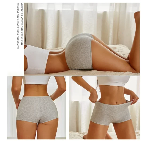 3PCS Women's Cotton Sports Boxers Seamless Panties Underwear Female Solid Color Briefs Cozy Lingerie Intimate Underpants XS-XL - Image 2