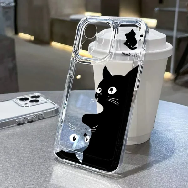 Cartoon Animal Cute Cat Phone Case For iPhone 13 Case iPhone 11 17 12 14 15 16 Pro Max XR 7 8 Plus SE Silicone Soft Clear Cover - Image 2