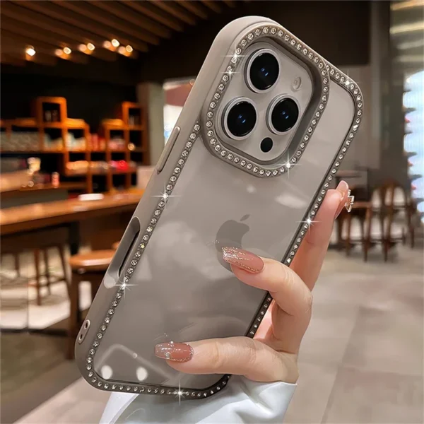 Luxury Bling Rhinestone Diamond Transparent Case For iPhone 16 Pro Max 15 14 13 Shockproof Protection Bumper Hard Acrylic Cover - Image 2