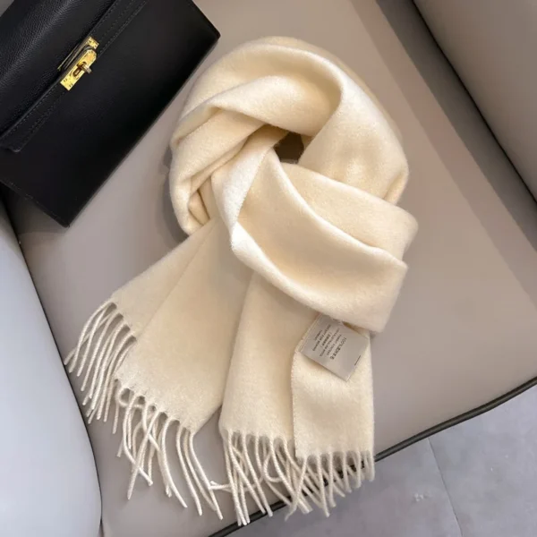 100% Wool Winter Scarf For Women Long Warm Cashmere Scarves Hijab Solid Lady Shawl Wrap Female Pashmina Bandana Head Scarfs New - Image 4