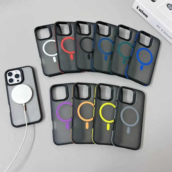 Luxury Magnetic Color Matte Translucent Armor Shockproof Case For iPhone 11 12 13 14 15 16 ProMax Magsafe Wireless Charge Cover - Image 6