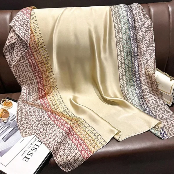 2024 Silk Scarves Women Luxury Brand Hijab Scarf Floral Foulard Femme Shawls Wraps Silk Bandana Head Scarf Hijab Beach Poncho - Image 2
