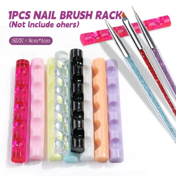 5 Grids Acrylic Clear Nail Brush Shelf Portable Mini crystal Painting Pen Rest Holder Stand Colorful UV Gel Brush Display Holder - Image 7