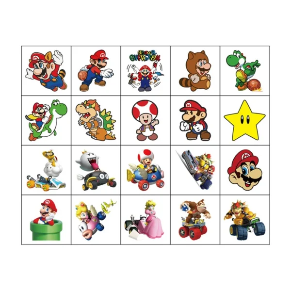 20Pcs/set Super Mario Bros Temporary Tattoo Stickers Kawaii Luigi Yoshi Figure Decals Toys Children Birthday Party Gifts - Image 3