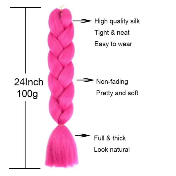 Synthetic 24Inch Long Straight Braiding Hair Extensions Colorful Jumbo Twist Crochet Braids Hair Accessories for Women - Image 2