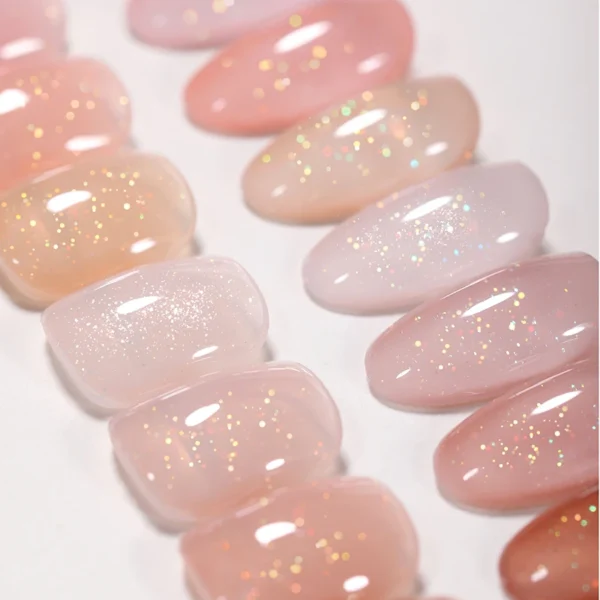 BORN PRETTY 10ml Milky White Jelly Nude Gel Nail Polish Glitter Gel Polish Sheer Iridescent Sparking Semi-permanent Varnis - Image 5