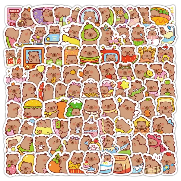 kf-Sa7b13e236c3949d89cbde95bebad93f0Y 100Pcs Cartoon Cute Capybara Stickers PVC Aesthetic Kapibala Graffiti Decals Scrapbooking DIY Phone Laptop Notebook Stationery - Image 1