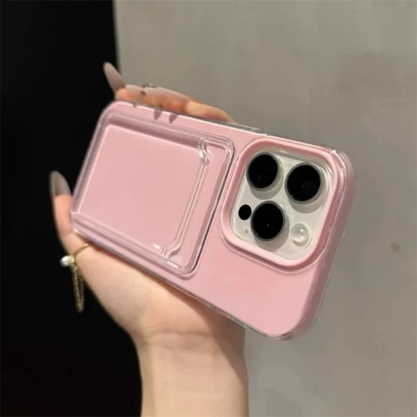 Luxury 2in1 Card Bag Candy Phone Case For iPhone 11 12 13 14 15 16 17 Pro Max Air TPU+PC Shockproof Bumper Back Cases Cover - Image 2