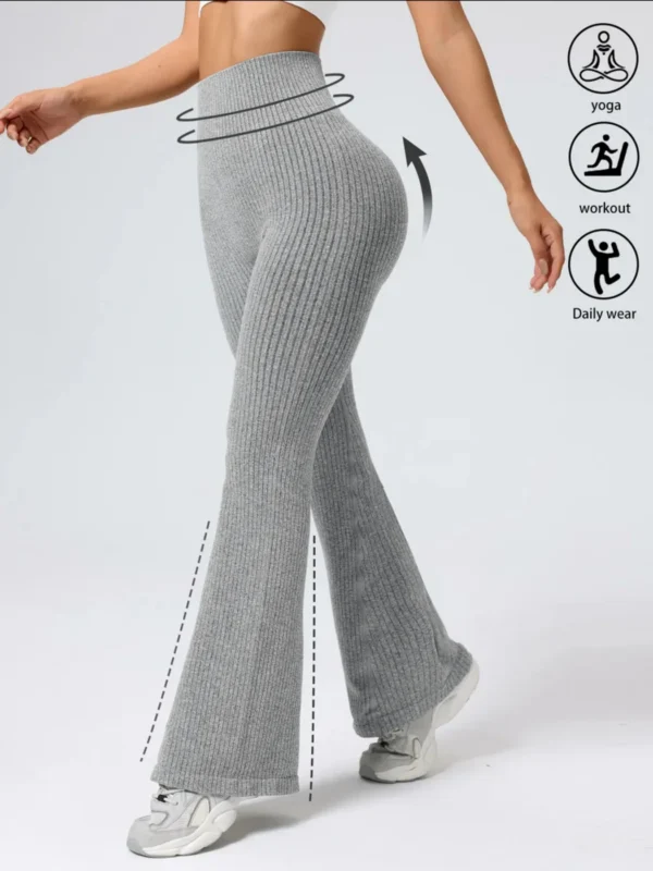 Women's High-Waist Bell Bottom Pants Sporty Tight Fit Comfortable Elastic Design Ideal for Exercise And Daily Wear - Image 4