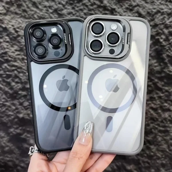 Luxury Magnetic Shockproof Phone Case For iPhone 16 Pro Max 16E 15 14 13 12 11 Plus Pro Funda Stand Glass Lens Protection Cover - Image 3