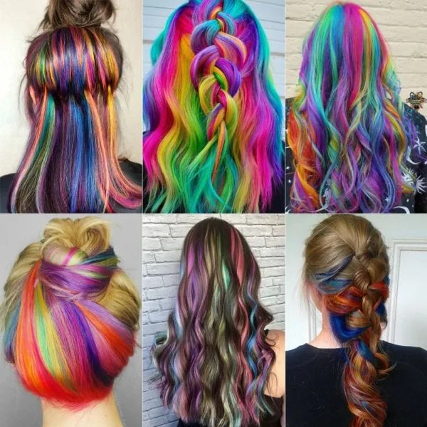 10pcs 22Inch Synthetic Long Straight Hair Extensions Clip in Colored Party Highlights Hairpieces for Women Kids Girls - Image 6