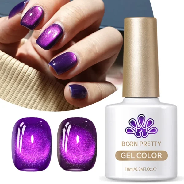 BORN PRETTY 10ml Pitaya Red Glitter Cat Magnetic Gel Nail Polish Glass Beaded Sparkling Ultra Shine Semi Permanent UV Varnish - Image 5