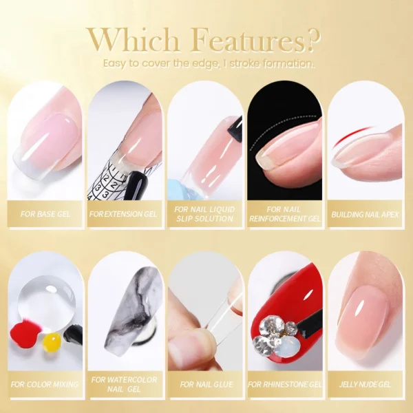 BORN PRETTY 250g 6 IN 1 Glue Gel Nail Polish Keep Nail C Arc Enhanced Nail Art Thickness Rubber Base Gel Super Bright Top Coat - Image 4