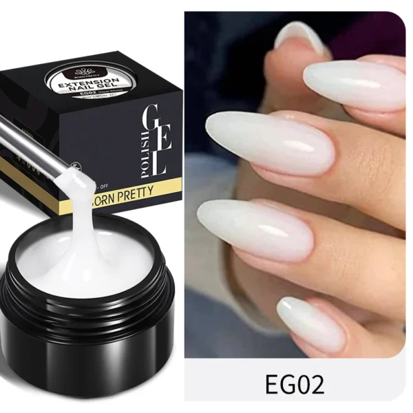 BORN PRETTY 30ml Milky White Hard Gel Jelly Nail Extension Gel Nail Polish Clear Acrylic Nail Color Soak Off UV Construction Gel - Image 2