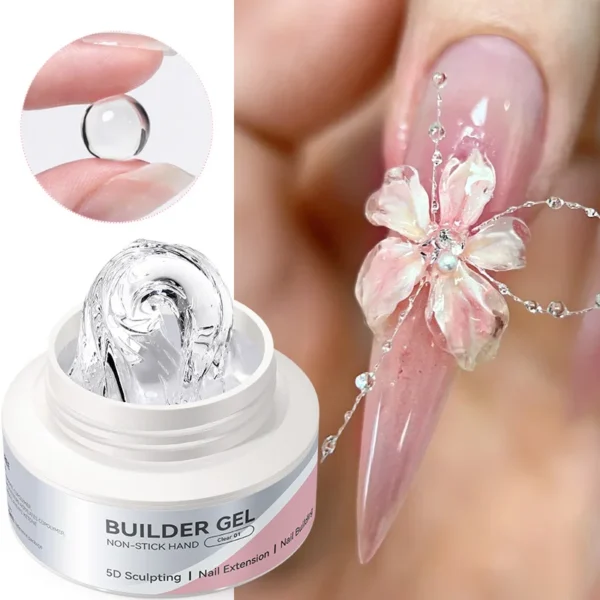 BORN PRETTY 60g 3D Shaping Sculpting Carving No-Sticky Quick Extension Nail Gel Clear Milky White Soak Off Construction UV Gel - Image 3