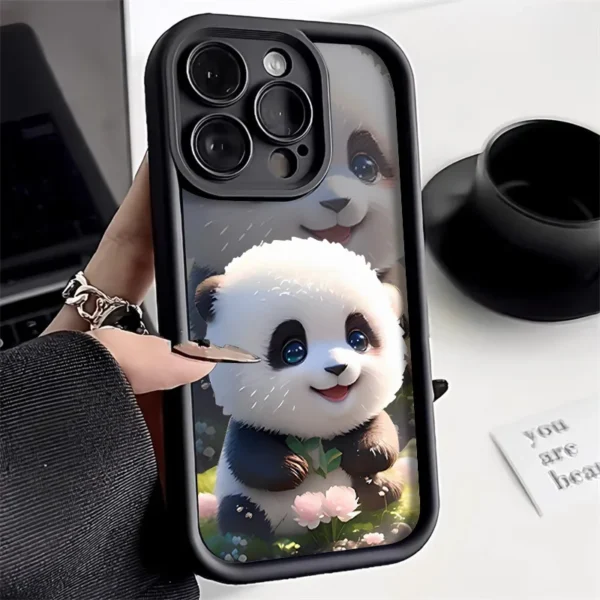 Soft Liquid Silicone Phone Case For iPhone 15 Pro 13 11 14 17 12 16 Pro Max XR XS 7 8 Plus SE Shockproof Bumper Cute Panda Cover - Image 5